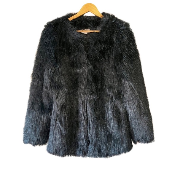 Hudson Bay Black Faux Fur Shaggy Jacket - Picture 1 of 13